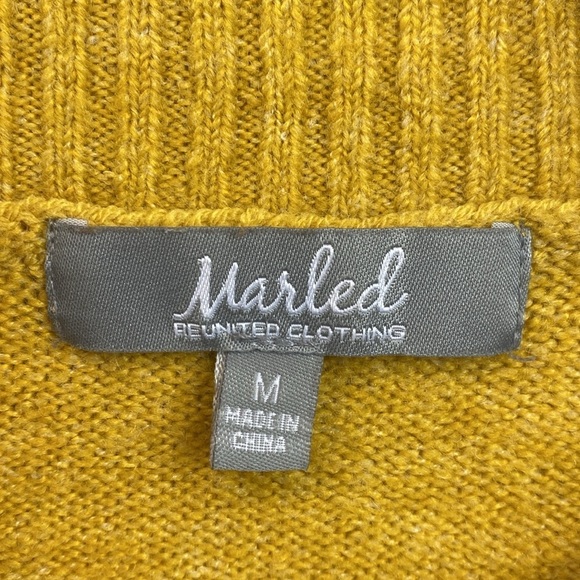 Marled golden yellow boat neck sweater XL boxy comfy neutral colorful preppy - Picture 7 of 7